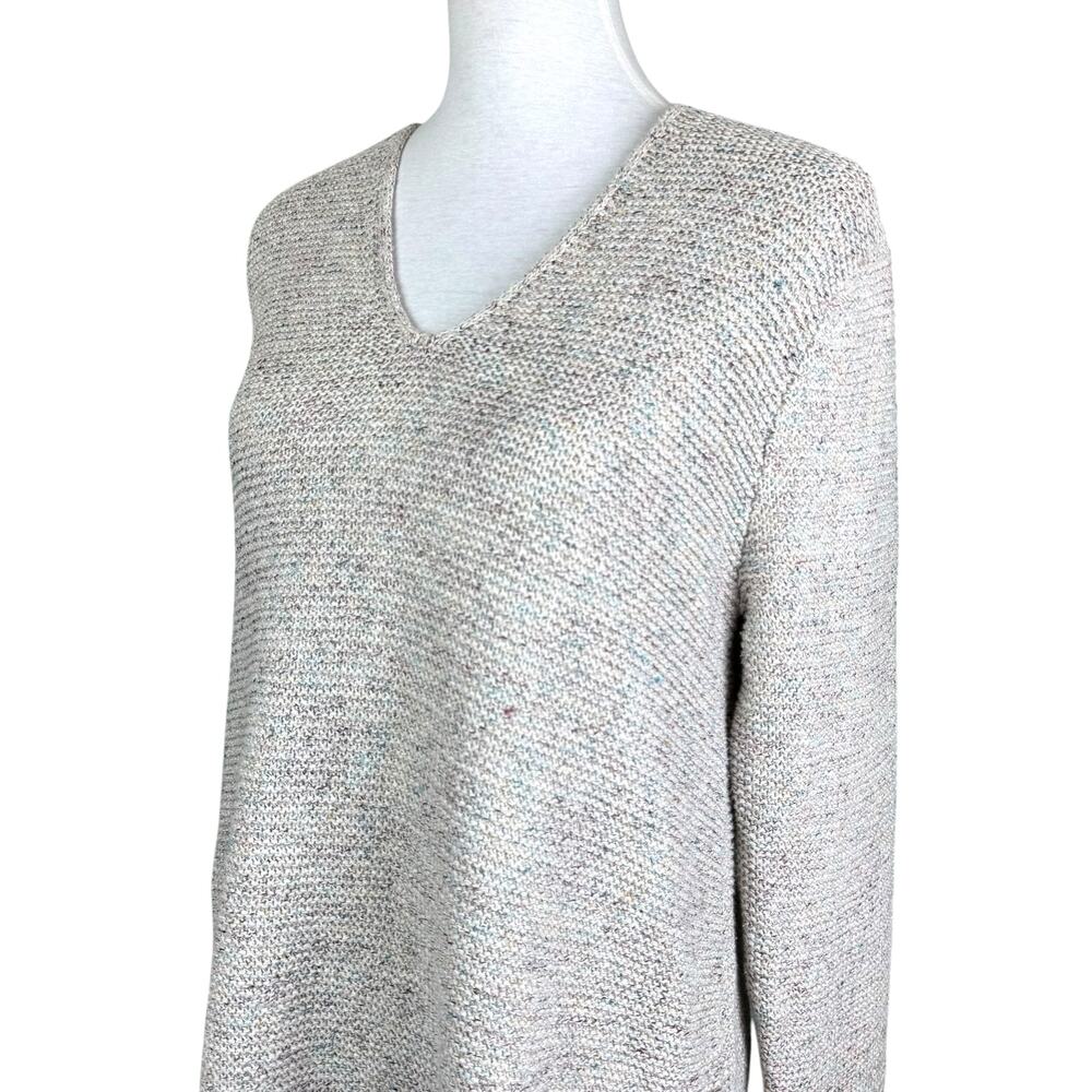 J. Jill Pure Jill Neutral Gray Speckled V-neck Long Sleeve Knit Tunic Sweater - Picture 6 of 13
